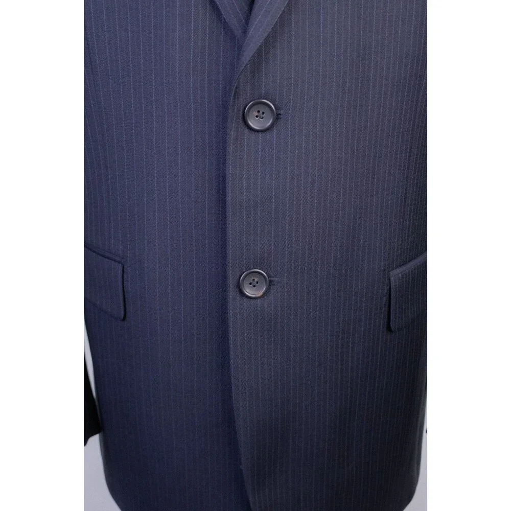 Banana Republic 2-Pcs Stripped Blue Classic Wool Suit Jacket Sz 42R Pants 36X30